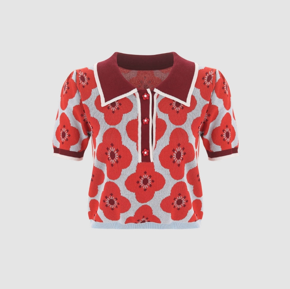 Cider Red Floral Polo